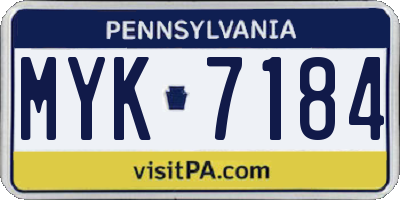 PA license plate MYK7184