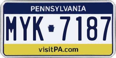 PA license plate MYK7187