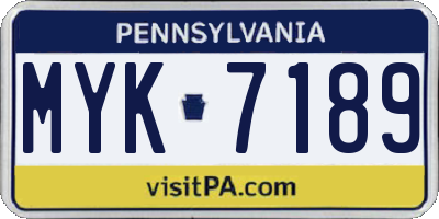 PA license plate MYK7189