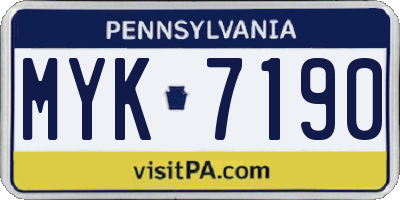 PA license plate MYK7190