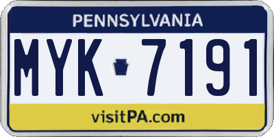 PA license plate MYK7191