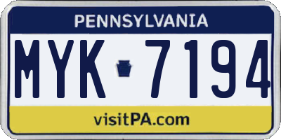 PA license plate MYK7194