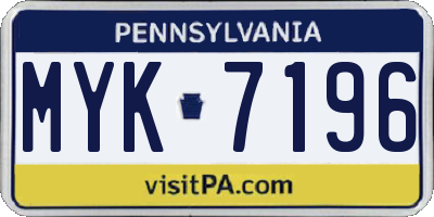 PA license plate MYK7196