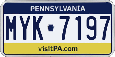 PA license plate MYK7197