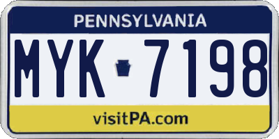 PA license plate MYK7198