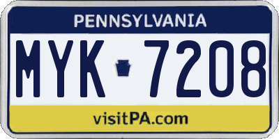 PA license plate MYK7208