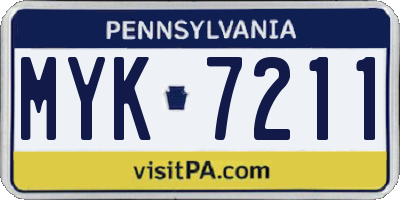 PA license plate MYK7211