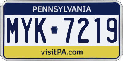 PA license plate MYK7219