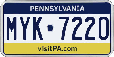 PA license plate MYK7220