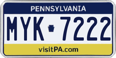 PA license plate MYK7222