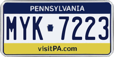 PA license plate MYK7223