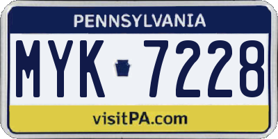 PA license plate MYK7228