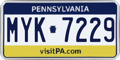 PA license plate MYK7229