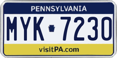 PA license plate MYK7230
