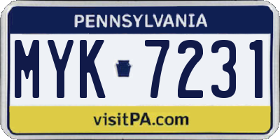 PA license plate MYK7231