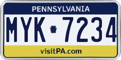 PA license plate MYK7234