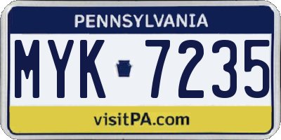 PA license plate MYK7235
