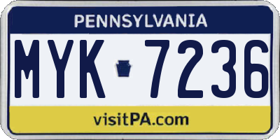 PA license plate MYK7236