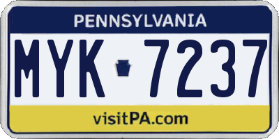PA license plate MYK7237