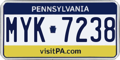 PA license plate MYK7238