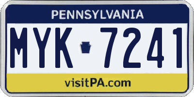 PA license plate MYK7241