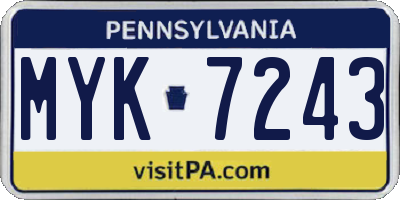 PA license plate MYK7243