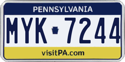 PA license plate MYK7244