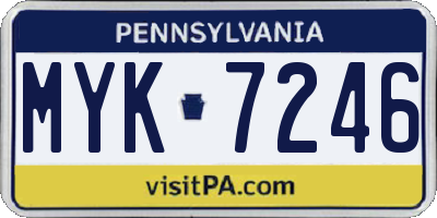 PA license plate MYK7246
