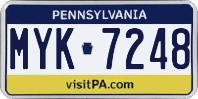 PA license plate MYK7248