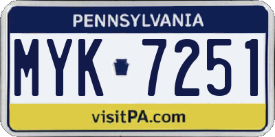 PA license plate MYK7251