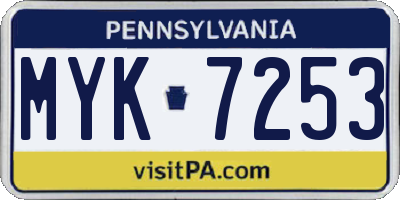 PA license plate MYK7253