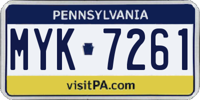 PA license plate MYK7261