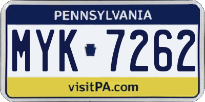 PA license plate MYK7262