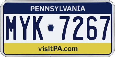 PA license plate MYK7267