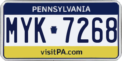 PA license plate MYK7268