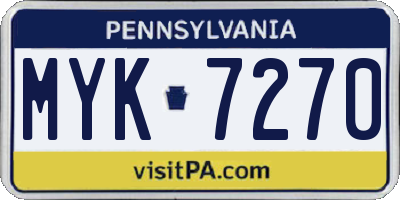 PA license plate MYK7270