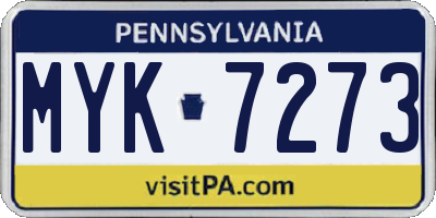 PA license plate MYK7273
