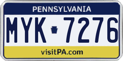 PA license plate MYK7276