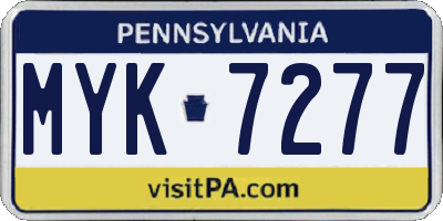 PA license plate MYK7277
