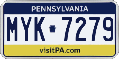PA license plate MYK7279