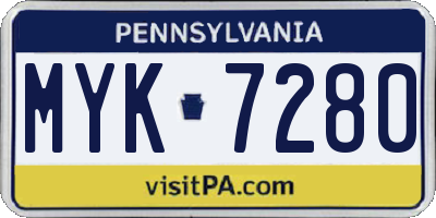 PA license plate MYK7280