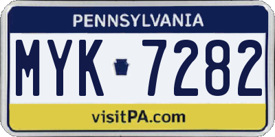 PA license plate MYK7282