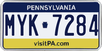 PA license plate MYK7284