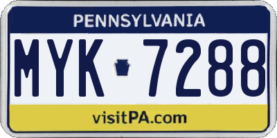 PA license plate MYK7288