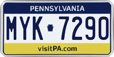 PA license plate MYK7290