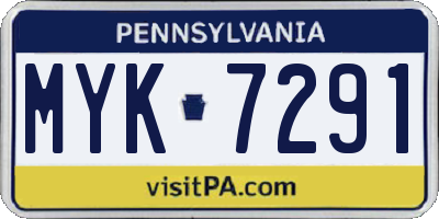 PA license plate MYK7291
