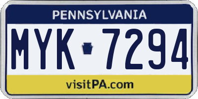 PA license plate MYK7294