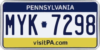 PA license plate MYK7298