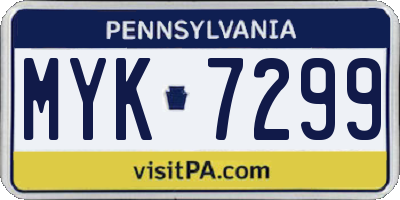 PA license plate MYK7299