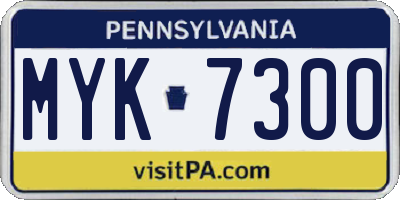 PA license plate MYK7300